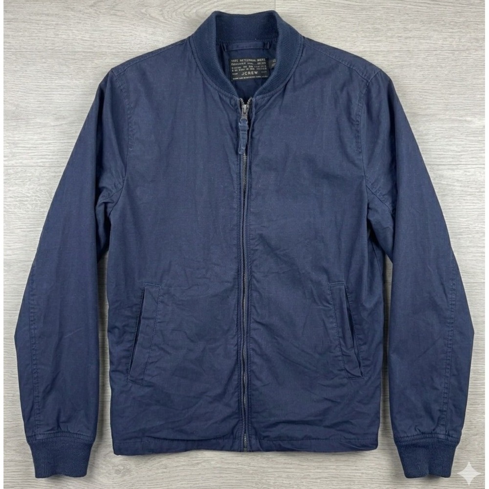 J.Crew Bomber Jacket Mens XS Navy Blue Cotton Military Inspired‎ Full Zip Preppy